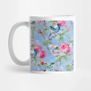 Blue tit and spring flowers chinoiserie Mug